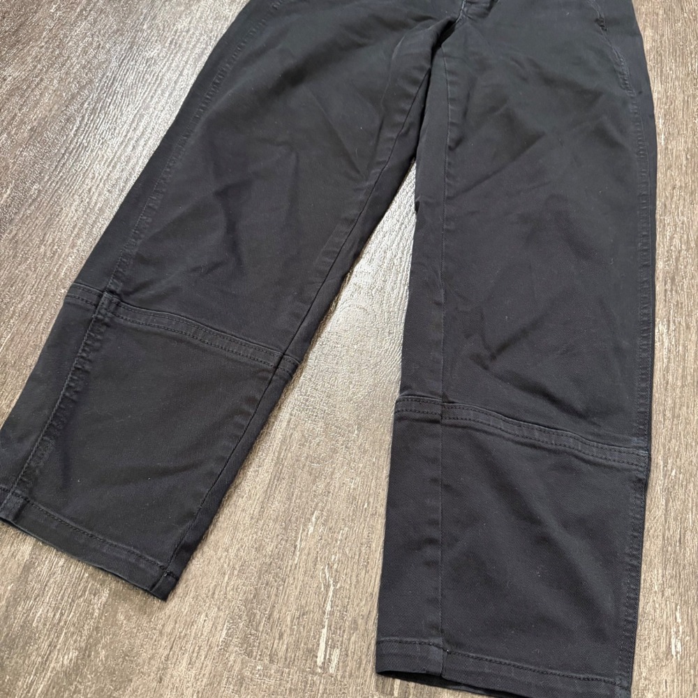 Everlane Utility Pants Women 00 Black High Rise Straight Leg Seam Detail Chino - Picture 2 of 6